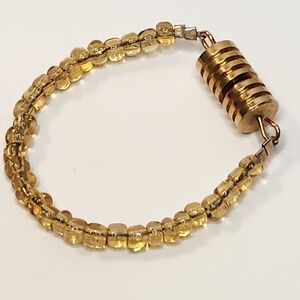 childs beaded golden bracelet barrel clasp citrin colored beads small